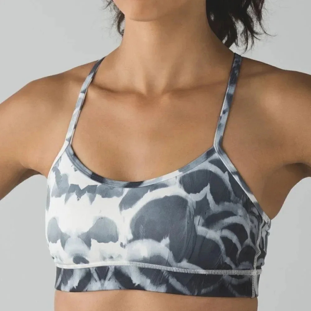 Lululemon Flow Y Bra IV Pretty Plume  Angel Wing Black